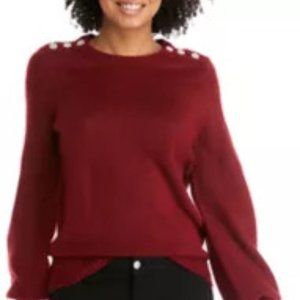 NEW WITHOUT TAGS WOMEN'S CROWN & IVY PETITE JEWEL SLEEVE SWEATER- SMALL